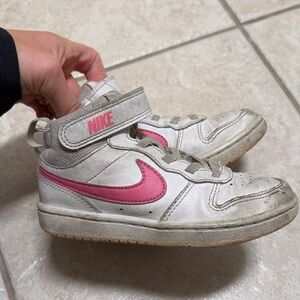 Nike Kids White and Pink High-Top Sneakers